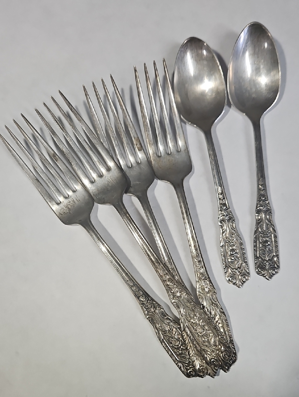 Antique Westmoreland Milburn Rose Sterling Silver 6pc Flatware Lot 245 Grams